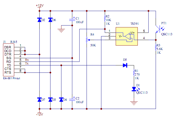 Schematic of ANSI T2 optical probe (opto-coupler)